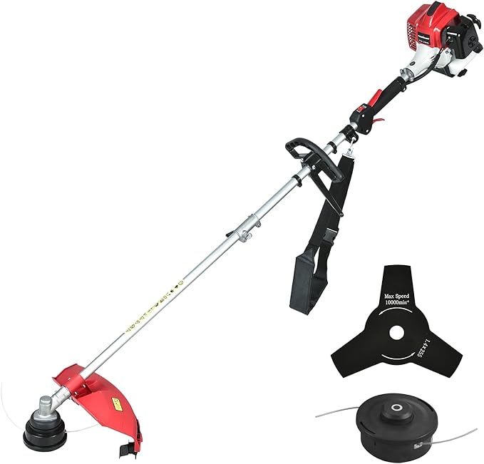 PowerSmart 25.4cc Gas Weed Wacker, 2-in-1 String Trimmer/Edger 16-Inch with 10-Inch Brush Cutter for Grass Cutting, 2025 Version