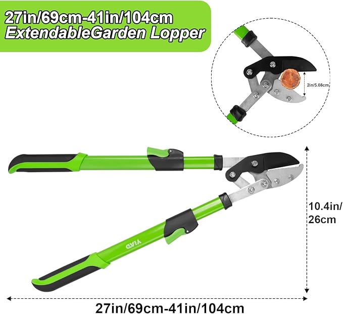 27-41" Telescopic Loppers for Tree Trimming, Heavy Duty Tree Cutter with Ergonomically Designed Handle, Extendable Branch Trimmer for Garden, Farm, Sharp Bypass Blades for Easy Cutting