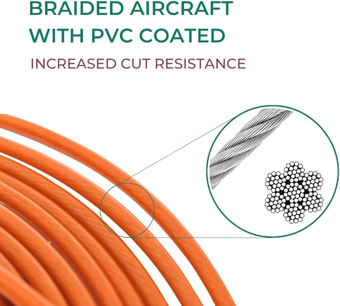 30FT Tie-Out Cables for Dogs - Strong, Safe, and Durable Dog Tie-Outs for Small Dogs up to 35 Pounds - Weather and Wear Resistant Galvanized Aircraft Cable for Outside Use