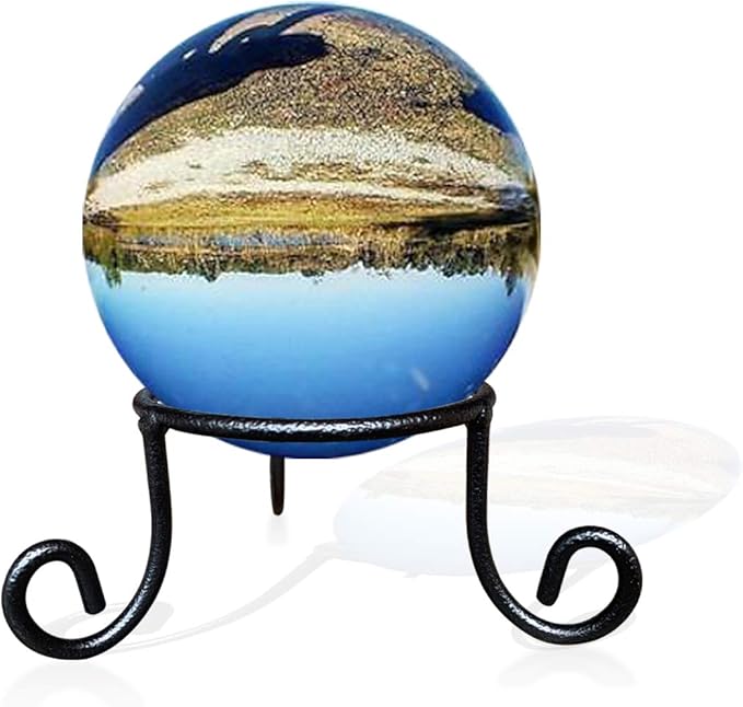 Black Iron Ball Stand - Gazing Globe Stand for Balls, Sphere Holder Wrought Iron Display Stand, Crystal Ball Stand, Glass Bowl Ring Metal Egg Stands, Gazing Ball Stand(3.5" Diameter X 2" Tall)