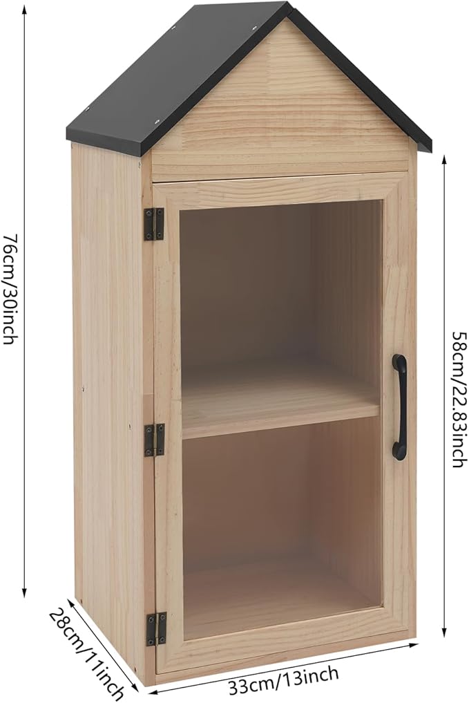 Outdoor Library Book Box - 2-Tier Literature Exchange Box Outdoor Book Storage Little Wood Cabinet with Shelf for DIY, Neighborhoods Community and Schools Sharing Books, Literature (Style 1)
