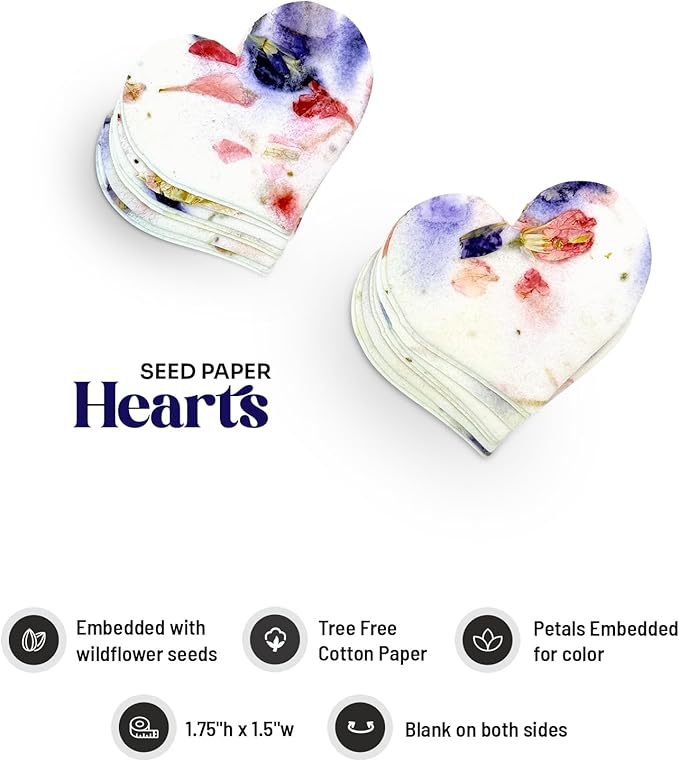 50 pcs Small Pink and Purple Hearts – Plantable Seed Paper for Weddings, Gifts, and Life Events (#56s)