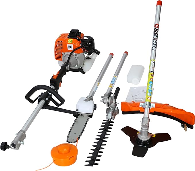 52cc 2-Cycle Gas Multi-Trimmer | 4-in-1 String Trimmer w/Rotatable Pole Saw, Weed Eater Weed Wacker, Brush Cutter & Hedge Trimmer Gas for Lawn, Yard, Garden Care, All-in-one Garden Tool