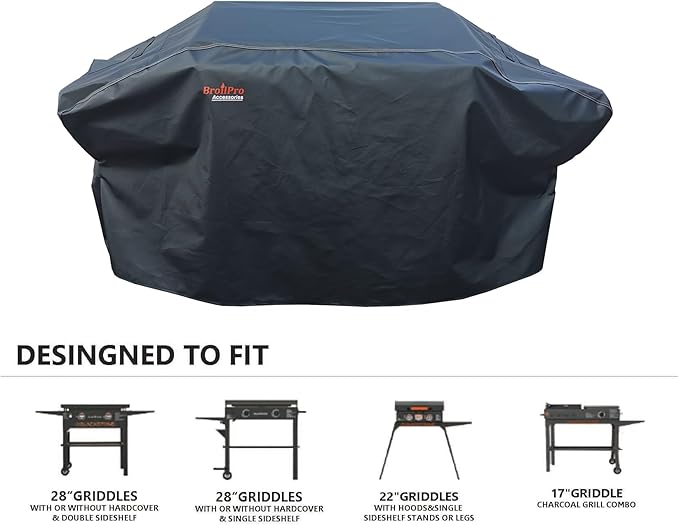 Griddle Cover for Blackstone Griddle & Charcoal Grill Combo & 22" Tabletop Griddle,Waterproof Fabric Flat Top Gas Griddle Cover, Black