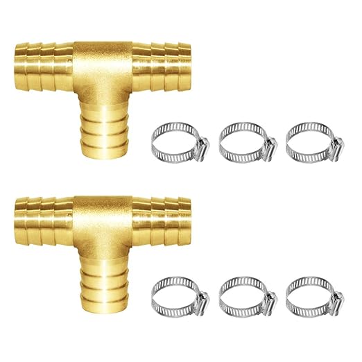 Joywayus 2Pcs 5/8" Hose Barb, Tee T 3 Way Union Fitting Intersection/Split Brass Water/Fuel/Air …