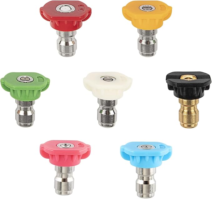 High Pressure Washer Nozzle Set, 7 Pieces Variable Speed Connection, High Pressure Washer Quick Nozzle, 1/4" Quick Connection, 4000 PSI (7 Spray Nozzle)