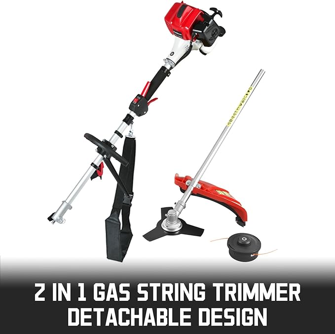 PowerSmart 25.4cc Gas Weed Wacker, 2-in-1 String Trimmer/Edger 16-Inch with 10-Inch Brush Cutter for Grass Cutting, 2025 Version