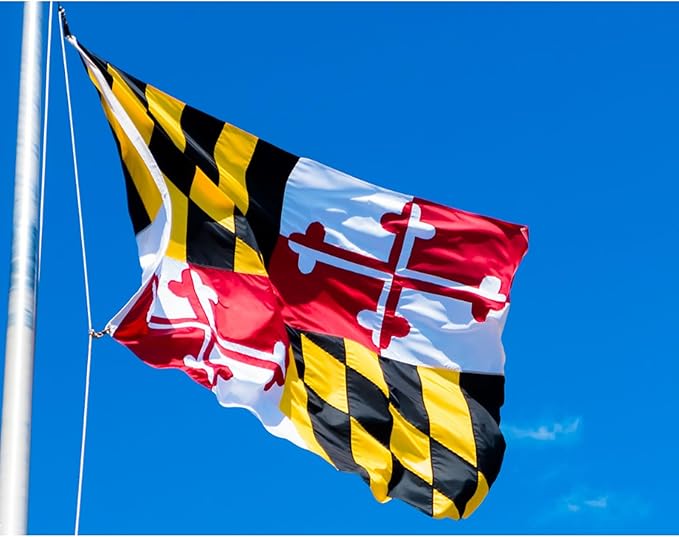 AMZFLAG Double Sided Maryland State Flag 3x5 ft Outdoor Heavy Duty State of Maryland Flag Vivid Color MD Flags with 2 Brass Grommets Thick Material