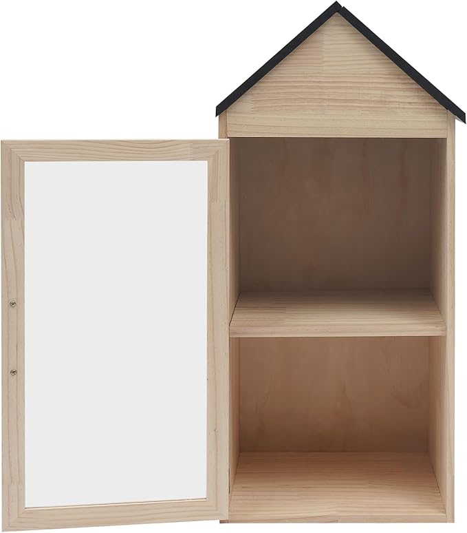 Outdoor Library Book Box - 2-Tier Literature Exchange Box Outdoor Book Storage Little Wood Cabinet with Shelf for DIY, Neighborhoods Community and Schools Sharing Books, Literature (Style 1)