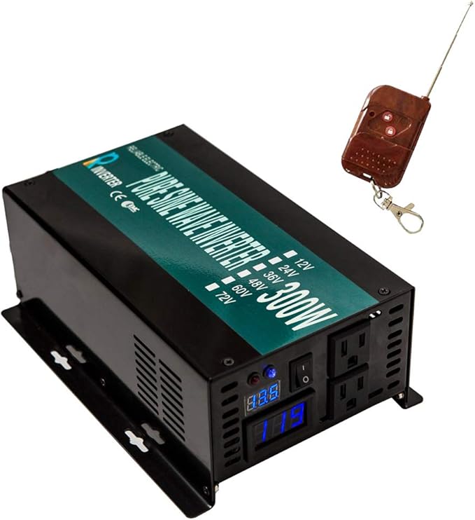 WZRELB 300W 12V 120V Pure Sine Wave Solar Power Inverter with Remote Control Switch