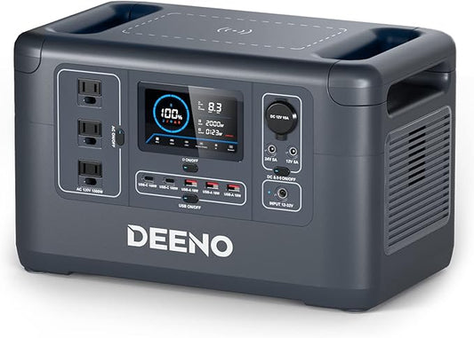 DEENO X1500 Portable Power Station, 6 Hours Charging & Multi-Device Support, 1036Wh LiFePO4 Battery, 1500W Continuous Power, Portable Generator for Emergency Backup, Home, Camping, RVs