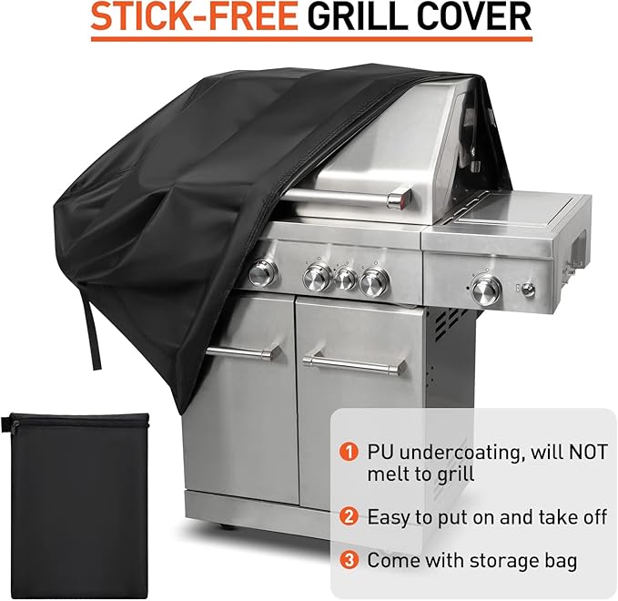 Arcedo 55 Inch Grill Cover for Outdoor Grill, Waterproof Fade Resistant BBQ Grill Cover, Weather Resistant Gas Grill Cover, Fits Weber, Charbroil, Nexgrill and More Grills, Black