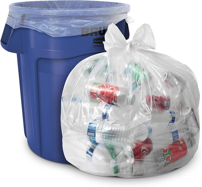 Aluf Plastics 45 Gallon 1.5 MIL Clear Garbage Bags - 40" x 46" - Pack of 50 - For Contractor, Industrial, Healthcare, & Municipal