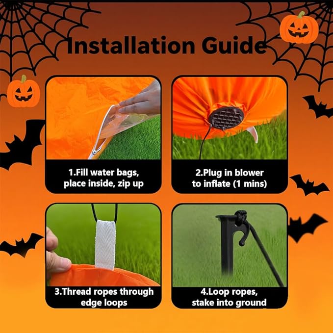 GARIG 7.2FT Halloween Inflatables Outdoor Decorations Ghost and Pumpkin Build-in LEDs Lights Blow Up Yard Decorations for Garden Lawn Indoor Party Holiday Decor