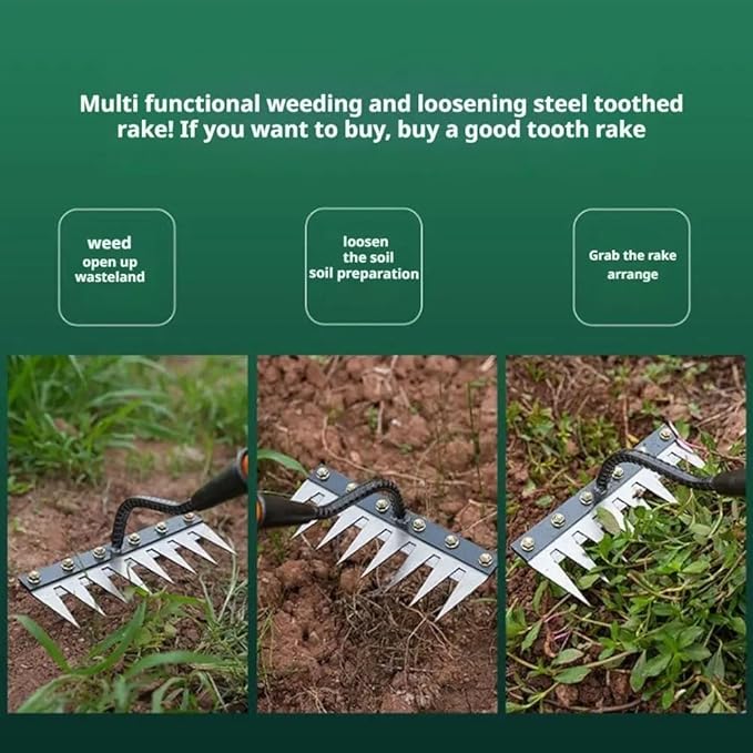 Gardenia Iron Weeding Rake, 2025 Gardenia Iron Weeding rake, Ironrake The Heavy-Duty Irons Weedings Rakes,Irons Rakes for Gardening and Weedings (5 Teeth) (5 Teeth)