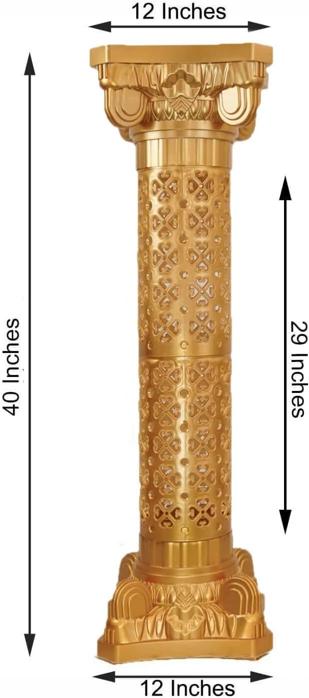 Efavormart 4 Pack | Gold Crafted Venetian Inspired Pedestal Stand | Plant Pillar - 40" Tall PVC
