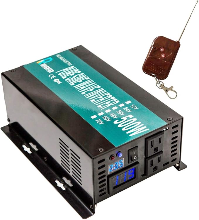 WZRELB 500W 24V 120V Pure Sine Wave Solar Power Inverter With Remote Control Switch