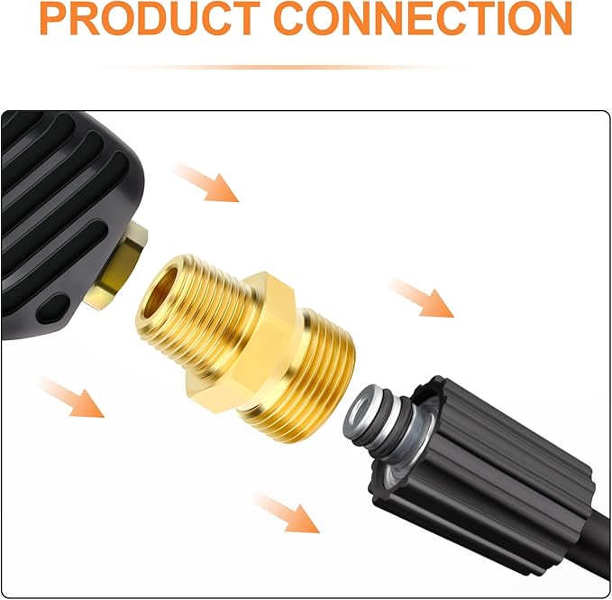GASHER 2Pcs Brass M22 Pressure Washer Fitting,M22-14mm Male x 3/8"NPT Male Thread Fittings,For Pressure Washer Hose