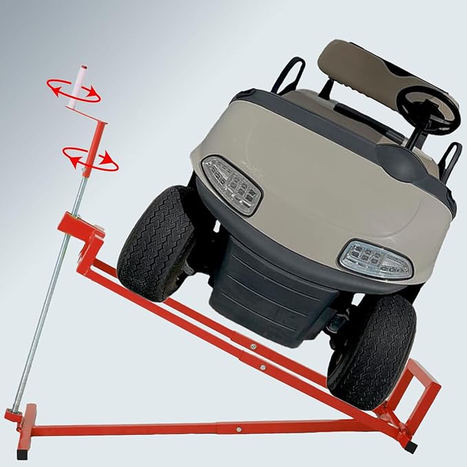 Lawn Mower Lift for Riding Tractors, 800 Lbs Capacity Lawn Tractor Lifter, Ride-on Mower, Cleaning Aid, Universal, Lawn Tractor Lift, Lawn Tractor + 45° Tilt Adjustable (Red)