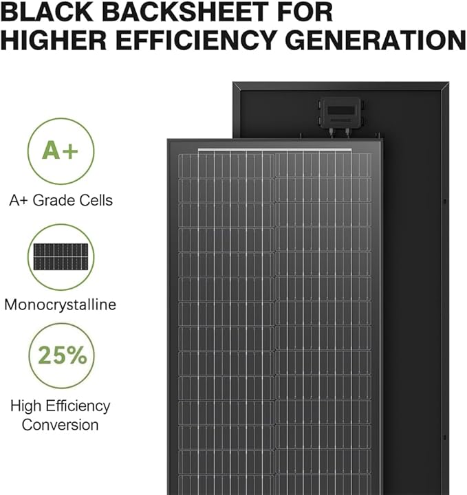 200 Watts Solar Panel Kit, 12V/24V (2PCS 100W) Monocrystalline 30A Charge Controller 25% High-Efficiency PV Module for RV, Rooftop, Boats, Trailer, Vehicle, Caravan, Off-Grid System (200W)