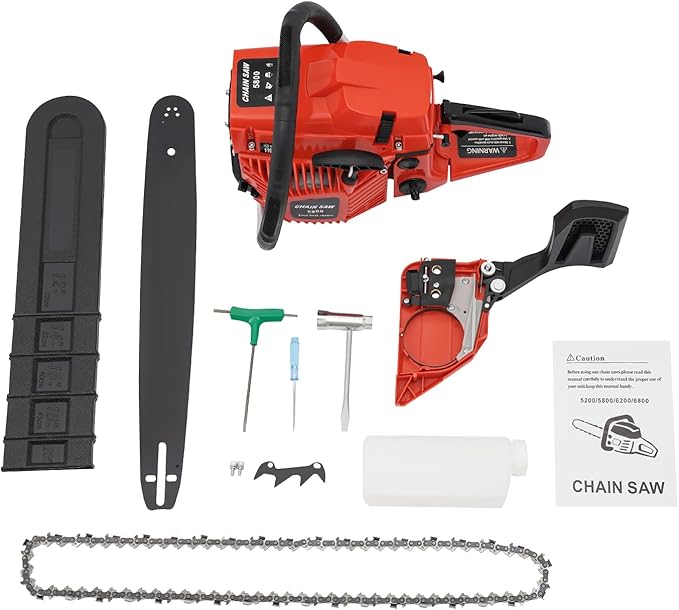 Gas Chainsaw, 2Stroke/4Stroke Gasoline Chainsaw Power Chain Saws Handheld Cordless Petrol Chainsaws For Wood Cutting Forest Felling Tree Pruning Shrub Pruning (2Stroke 20In 2600W 58CC)