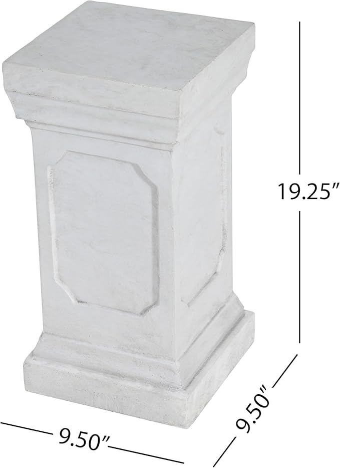 Decorative Roman Column Pedestal Column Plant Stand, Vintage European Style Classical Garden Pillar, Indoor Outdoor Decor, Pedestal Columns Plants Standing for Entryway Garden Yard Home (Antique White/19.25''H)