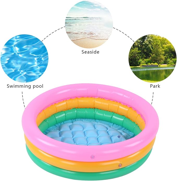 Children Swimming Pool, Round Shape Bright Color Baby Basin Pool, Inflatable Swimming Pool for Indoor (M)