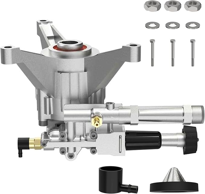 AgiiMan High Pressure Washer Pump Head - Replacement Water Gasoline Pump, 3300 Psi Troy Bilt SRMW22G26-EZ Oil Pump Accssories Fits KARCHER Craftsman, Front Facing Inlet Outlet