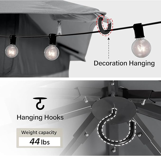 LAUSAINT HOME Outdoor Patio Gazebo 12'x12' with Expansion Bolts, Heavy Duty Party Tent & Shelter with Double Roofs, Mosquito Nettings and Privacy Screens for Backyard, Garden, Lawn, Smoke Grey