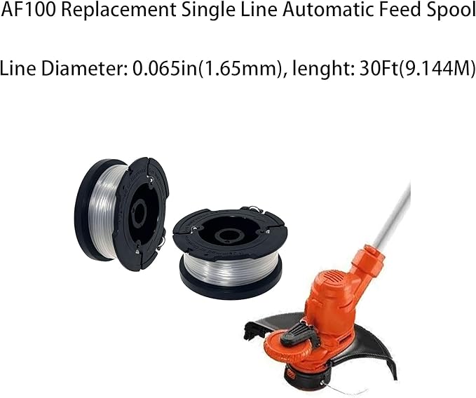 AF-100 Replacement Spool for Black & Decker BESTA510 LSTE523 LSTE525 LST300 LCC340C LST136 LST136B LST140C LCC222 LST201 String Trimmer Eater String for AF-100-BKP/AF-100-3ZP Spool