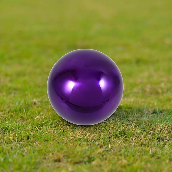 Happyyami Stainless Steel Mirror Reflective Ball Purple Gazing Ball for Garden Decor 15Cm Outdoor Accent 2Pcs Set