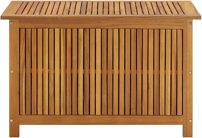 vidaXL Wooden Deck Box - Outdoor Teak Storage Chest, Ideal for Patio Furniture Cushions, Pool Accessories, Garden Tools - Water-Resistant Bag Inside - 35.4''x19.7''x22.8'', Solid Acacia Wood