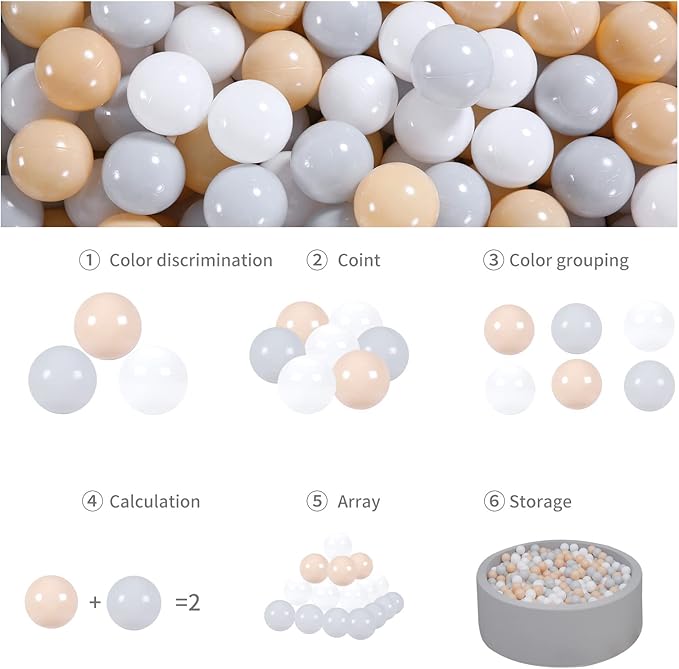 GOGOSO Ball Pit Balls Crush Proof Non-Toxic Plastic Balls Babies Kids Toy Bulk Pack 170pcs 2.2inchs