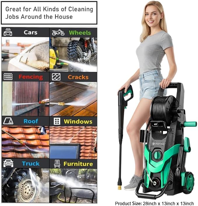 2025New Pressure Power Washer 4500PSI with 4 Quick Connect Nozzles,Inlet Hose & Filter, Foam Cannon for Cars/Fences/Driveways/Patios/Home Cleaning(Navy Blue)
