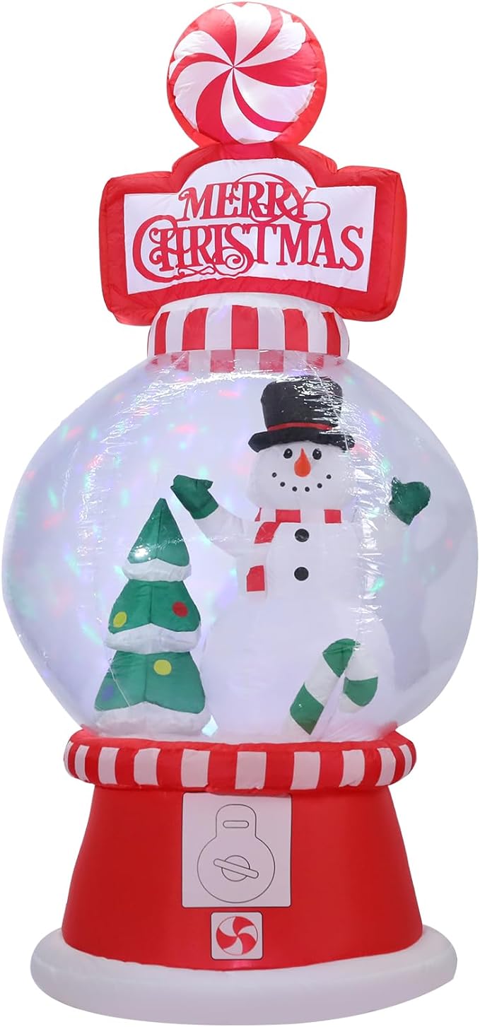Christmas Inflatables Outdoor Decoration 7.8FT Tall Snowman Tree in Snow Globe with Rotating LED Lights Christmas Blow Up for Lawn Garden Holiday Party Yard Xmas Decor