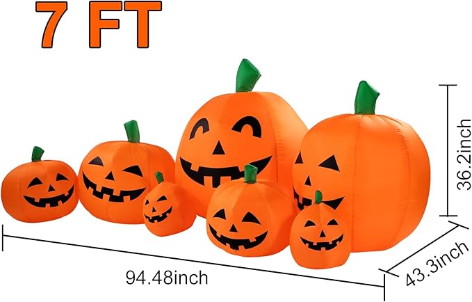 Sizonjoy 7.5 Ft Halloween Blow up Inflatable Pumpkin Decoration-Lighted Halloween Inflatable Pumpkin for Home Yard Garden Indoor and Outdoor Decoration