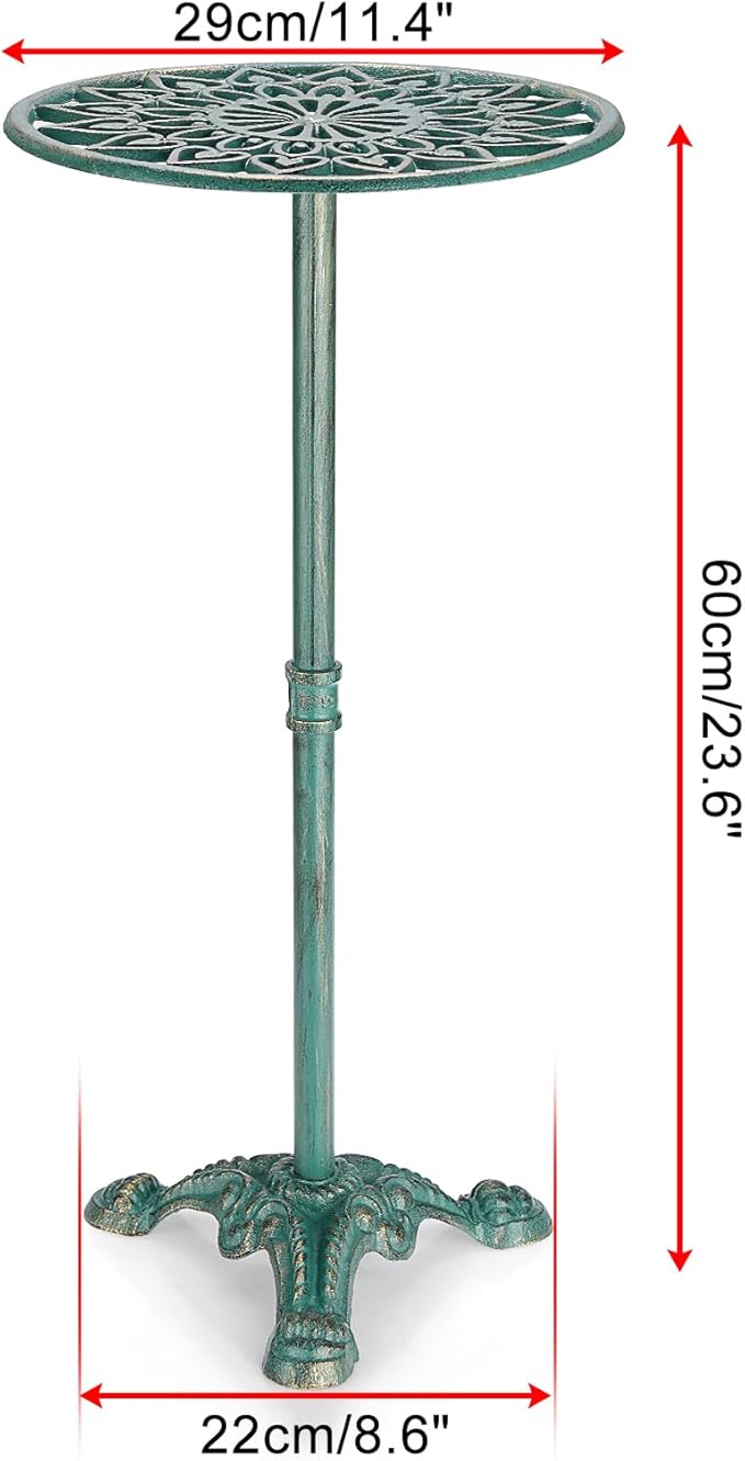 OwnMy Cast Iron Tall Plant Stand Heavy Duty Flower Pot Holder, Decorative Pedestal Potted Plant Rack, Indoor Outdoor Wrought Iron Large Single Plant Stand for Patio Garden Home, Antique Green