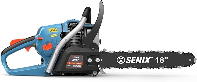 SENIX 18" Gas Chainsaw 49cc Gas Powered Chainsaws, Cordless Chain Saw for Wood Cutting and Tree Trimming, Loop Handle, CS4QL-L1