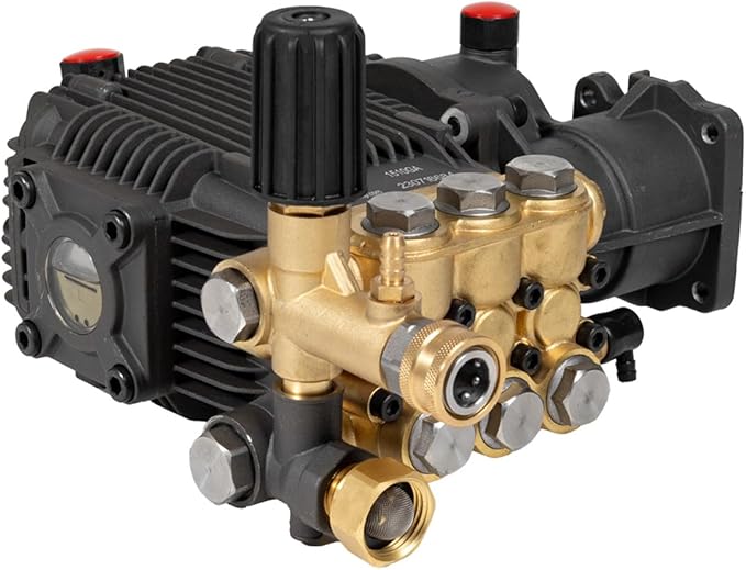 Canpump CF 3222 GB Pressure Washer Pump with Gearbox – 3200 PSI, 2.2 GPM, 3/4″ Shaft, Horizontal, Triplex, External Unloader – Commercial Grade Replacement Power Washer Pump – For 6.5 HP Gas Engines