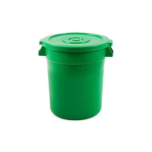 PRO&Family 20 Gallon Trash Can with Lid Round Ingredient Storage Containers Recycling Bin Kitchen Garbage Can Office Garbage Can Trash Barrel Plastic Barrel Yard Waste Bin Outdoor Trashcan (4, Green)