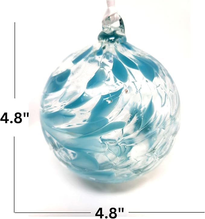 Large Friendship Glass Ball Globe - Turquoise 4.7 inch Hand Blown Handmade Hanging Garden Gazing Ball Indoor Outdoor Home Décor