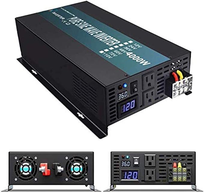 WZRELB 4000W 36V 120V Pure Sine Wave Power Inverter with 2 AC Outlets,Car Inverter