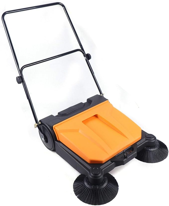 Outdoor Handheld Sweeper 27'' Gasoline Walk Behind Sweeper Power Cleaner Sweeping Broom Turf Lawns Driveway Grass Sweeping Cleaning Tool