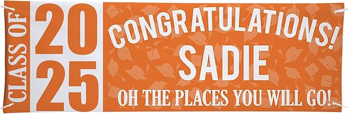 Let's Make Memories Personalized Graduation Banner Class of 2025 - Graduation Party Decorations - Congratulations Banner - Indoor/Outdoor Vinyl - Best in Class - Orange - 6 ft.