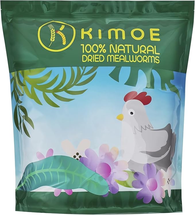 kimoe Bulk Dried Mealworms 10LB 100% Natural Non-GMO Dried Mealworms -High-Protein for Birds, Chicken，Ducks