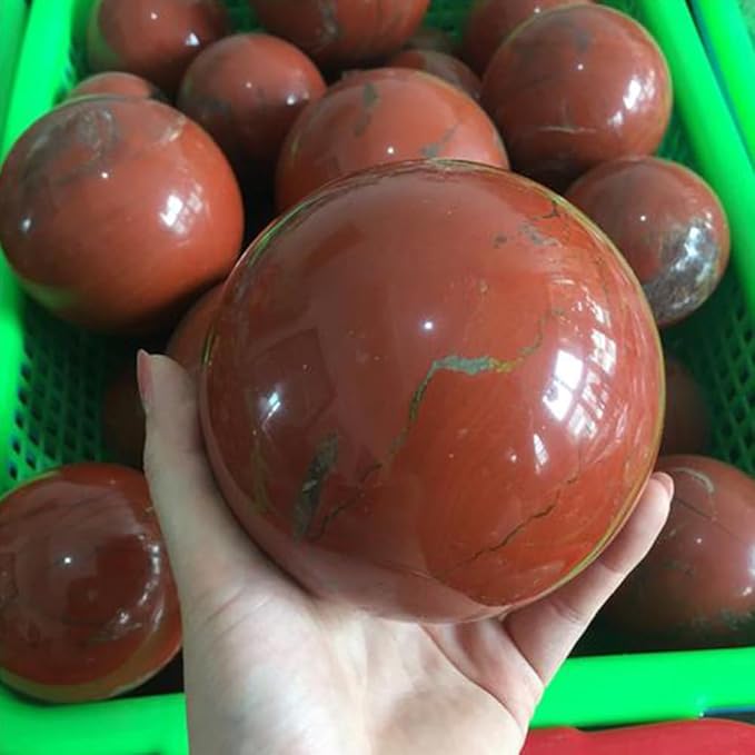 6-7CM/2.36-2.76inch Magical Natural Red Jasper Stone Ball Quartz Crystal Mineral Reiki Treatment Home Office Degaussing Decoration Collection Sphere (Red Jasper, 60-70mm)