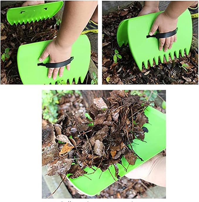 CFH-ALLEZ 1 Pair Lawn Claws Leaf Scoop Collect + 1 Pack 72 Gallons Reusable Light Green Garden Bag