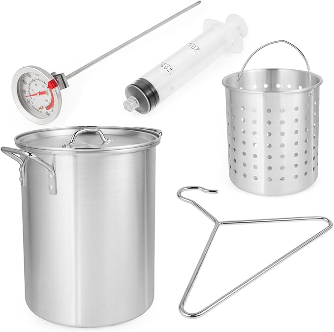 Barton 30QT Turkey Deep Fryer 37,000BTU Fish Fryer Pot Combo Boiler Steamer Roaster Clam Crawfish Pot Boiling Lid Seafood Cajun Gas Stove Burner Stand Injector