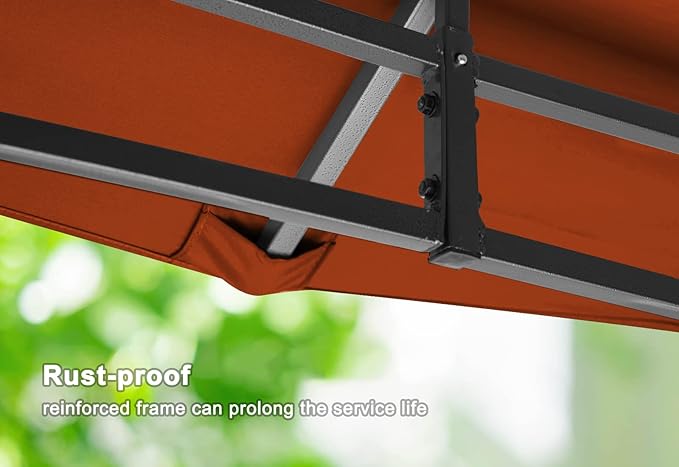 MASTERCANOPY Outdoor Garden Gazebo for Patios with Stable Steel Frame and Netting Walls (11x11,Rust Red)