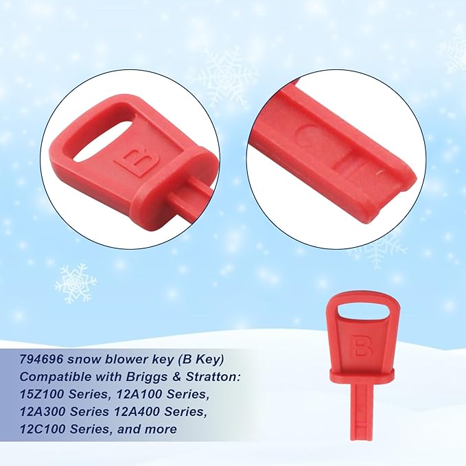 Universal Snow Blower Key Set 490-241-0008 Fits for PowerMore Troy-Bilt Briggs & Stratton MTD Craftsman Tecumseh Snow King Blower and Lawn Mower Engines (4 Keys)